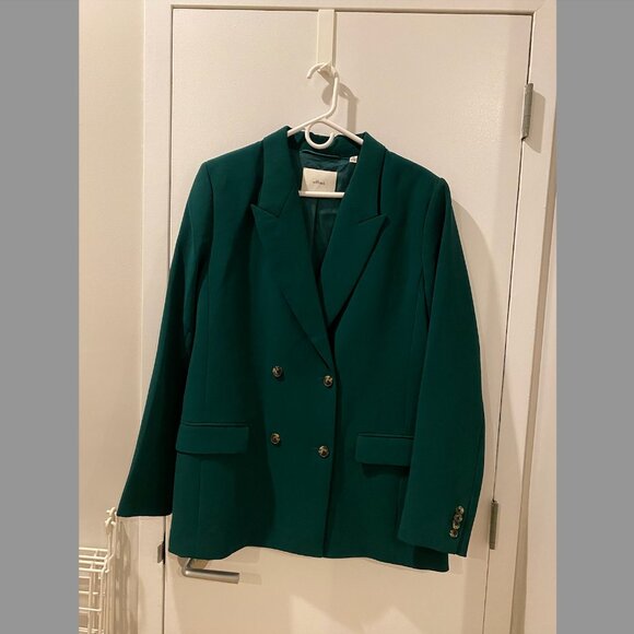Aritzia Wilfred Destiny Blazer Aventurine Green Size 12 - Picture 3 of 7